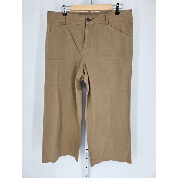 Lauren by Ralph Lauren Women's Tan High Rise Straight Leg Cropped Pant Size 14 - Picture 1 of 5